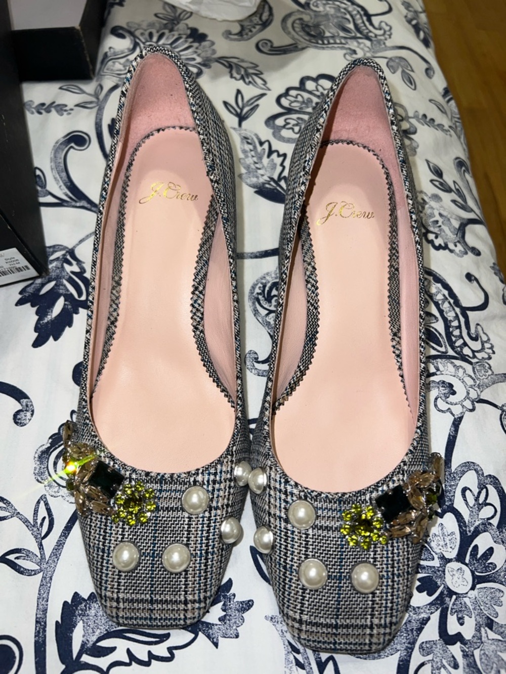 J.Crew Celia Pump with Jewel in Glen plaid